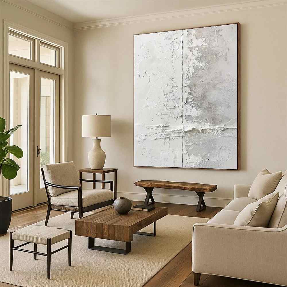 Hand-Painted White Acrylic - extra large modern wall decor